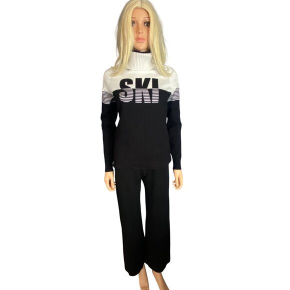 Krimson Klover Slopeside Turtleneck SKI Sweater W's M Black White Apres - Picture 16 of 16